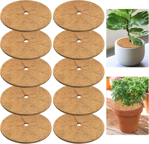 Legigo 10 piezas Anillo de mantillo de fibra de coco Anillo protector de plantas para árboles, anillo de protección de árbol de coco natural de 9