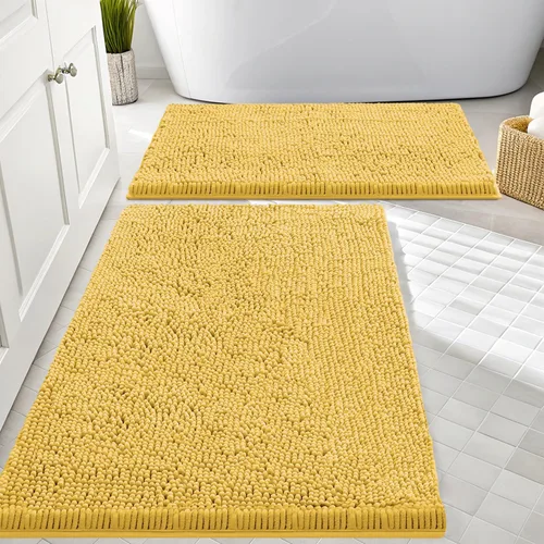 Miniatura 120 de Smiry Juego de 2 alfombras de baño, felpilla suave y absorbente, lavable a máquina, antideslizantes, para bañera, ducha y suelo