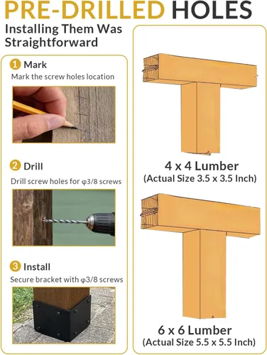 Miniatura 8 de 2 soportes en L extremadamente resistentes, soporte de esquina de acero de 6 x 5 pulgadas, soporte de ángulo de 90 grados de grosor de 0.22 pulgadas