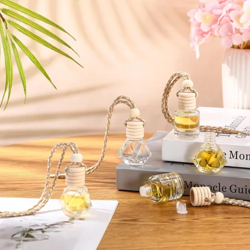 Miniatura 2 de BBTO 200 botellas difusoras colgantes para automóvil, botellas de perfume de vidrio transparente vacías a granel, ambientador, colgante para aceites