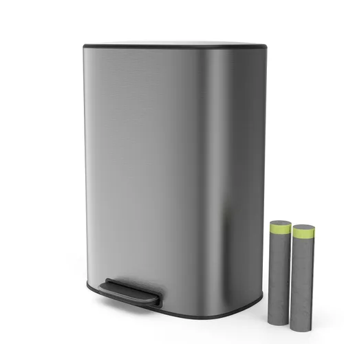 Miniatura 10 de Bote de basura negro de 13 galones con pedal de metal de acero inoxidable para cocina con tapa, cierre suave y silencioso, bote de basura grande