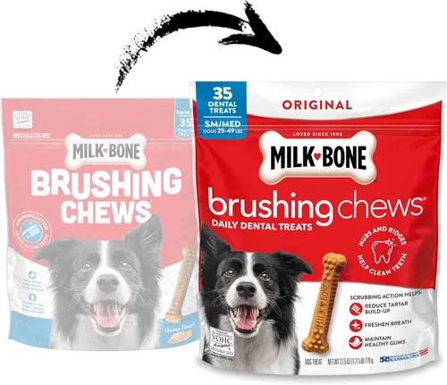 Miniatura 2 de Milk-Bone Original Masticables para Cepillar, 35 Golosinas Dentales Diarias para Perros de Tamaño Pequeño/Mediano, Acción de Frotamiento Ayuda a