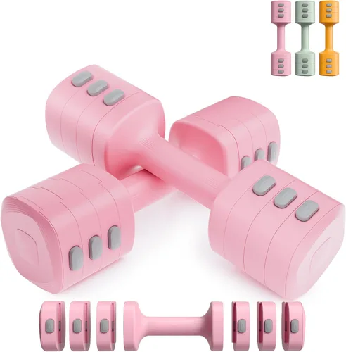 Miniatura 8 de Juego de mancuernas ajustables 2 en 1 para mujer, 4 niveles (2.2 libras a 12.1 libras), pesas de gimnasio en casa para mujeres en casa, mancuernas
