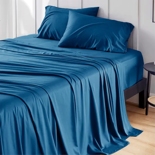 Miniatura 26 de Bedsure Juego de sábanas de tamaño King, sábanas refrescantes King, rayón derivado del bambú, bolsillo profundo de hasta 16 pulgadas, sábanas 03