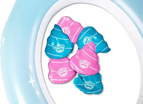 Miniatura 5 de Juego de lanzamiento de caca de unicornio, divertido juguete inflable para piscina con 6 bolas de emoji de caca de arcoíris, gran juego