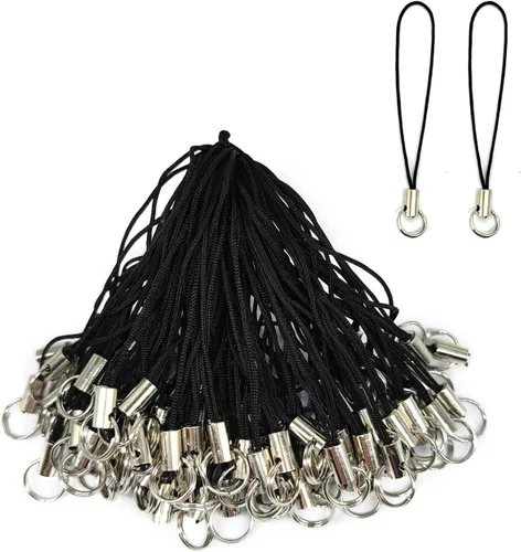 BlingKingdom - Lote de 100 correas para colgantes de móvil con anillo dividido, correa desmontable, cordón para colgante de teléfono, decoraciones