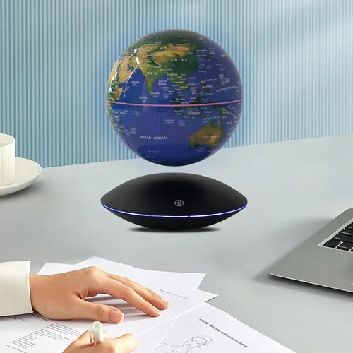 Miniatura 2 de Globo flotante de levitación magnética, globos geográficos mundiales de 6 pulgadas, antigravedad, 360 grados giratorios, mapa mundial con luz LED