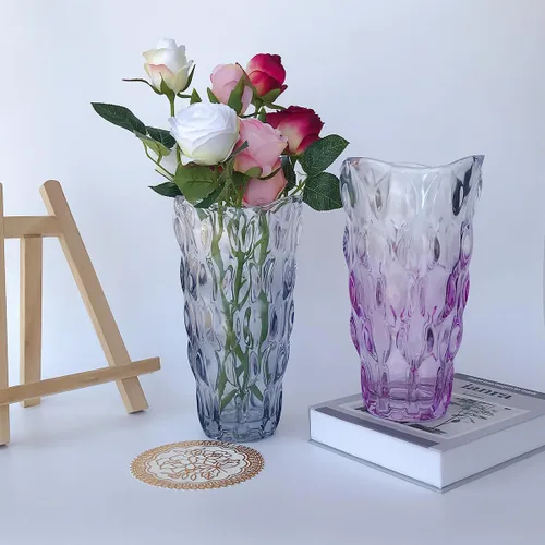 Miniatura 6 de Florero de Cristal de Flores Irrompible de 2.4 libras, 9.5 pulgadas, florero brillante, estilo bohemio, para centros de mesa, cocina, oficina, sala