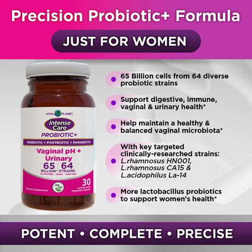 Miniatura 6 de Vital Planet - Probióticos urinarios y pH vaginal de cuidado intenso, prebióticos, postbióticos, parabióticos, suplemento refrigerado 4 en 1