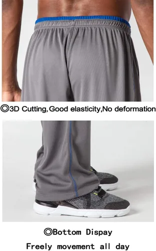 Miniatura 6 de BIYLACLESEN Pantalones deportivos para hombre, con bolsillos con cremallera, transpirables, para correr, gimnasio, entrenamiento, pantalones
