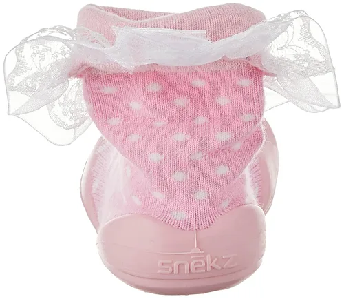 Miniatura 13 de Nuby Snekz - Zapatos cómodos de suela de goma para primeros pasos, lunares rosados, talla S, 7-14 meses