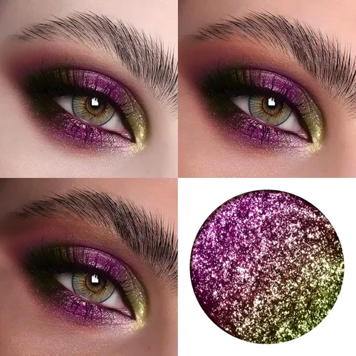 Miniatura 2 de FOCALLURE Duochrome Chameleon - Sombra de ojos con pigmento metálico que cambia de color, maquillaje de ojos multicromo, acabados multireflectantes