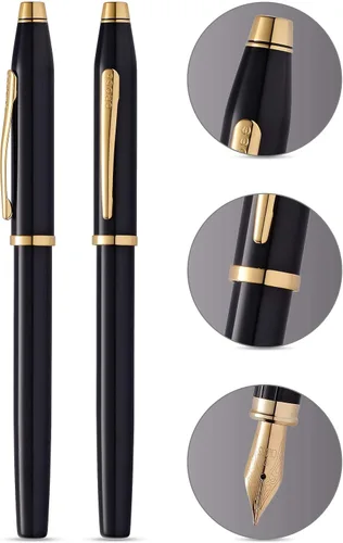 Miniatura 104 de Cross Century II - Bolígrafo de punta Selectip, lacado negro con detalles chapados en oro de 23 quilates