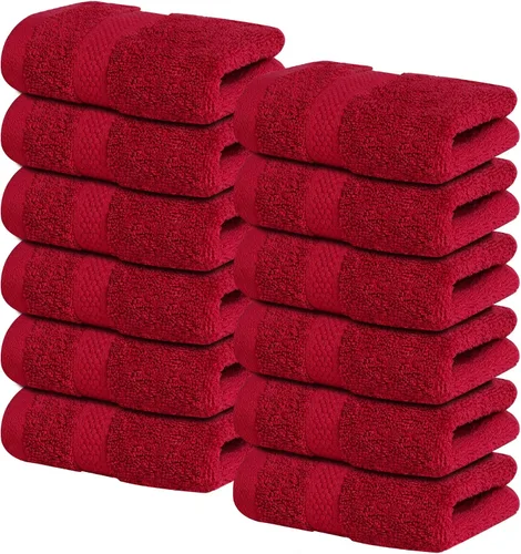 Miniatura 12 de Infinitee Xclusives Toallas de lujo para la ducha [13 x 13] – 100% algodón [paquete de 12], toallas faciales suaves y absorbentes para baño, Gris