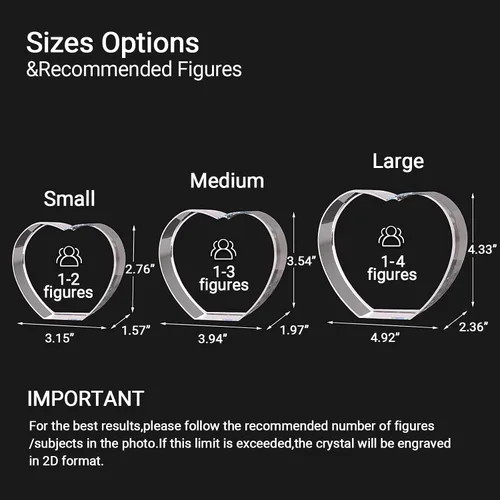 Miniatura 6 de Foto de cristal 3D, regalos personalizados para mujeres, regalos de cumpleaños personalizados para hombres, mamá, ella, él, marido, regalo Corazón