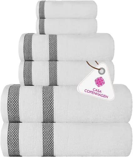 Miniatura 23 de CASA COPENHAGEN Juego de 6 toallas de palomitas de maíz, color azul polvoriento, 21.16 oz/m², 2 toallas de baño, 2 toallas de mano y 2 toallas