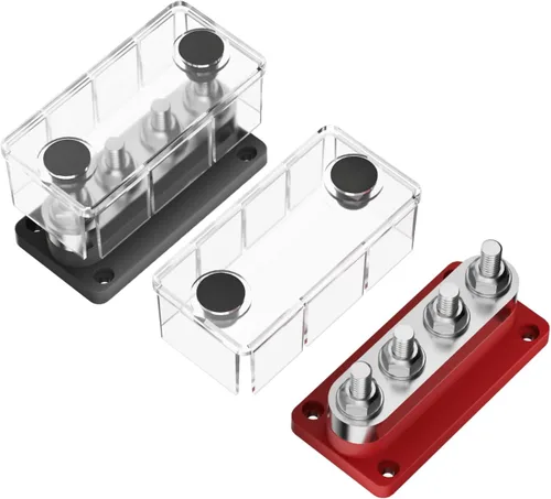 Miniatura 7 de Barra de bus de 150 A, bloque de distribución de energía resistente de 12 V, 4 x 5/16 pulgadas (M8), bloque de terminales de barra de autobús marino