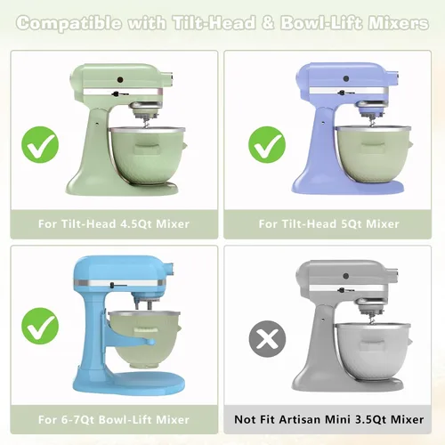 Miniatura 6 de Accesorio para máquina de helado para batidora de pie KitchenAid, tazón para helado para KitchenAid de 4.5QT/ 5QT/ 6QT, máquina de sorbete y gelato