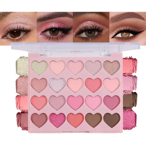 SUAKE Paleta de sombras de ojos rosa nude, mate y brillante, alta pigmentación, 20 colores, marrón y morado para maquillaje de ojos, paleta de