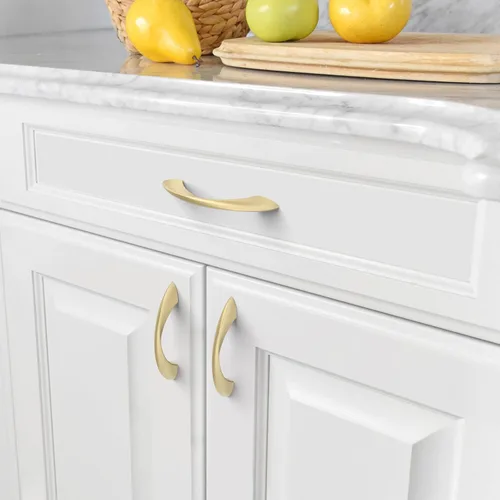 Miniatura 3 de Amerdeco - Paquete de 10 tiradores de gabinete dorados cepillados de 3 pulgadas (76mm) con orificio central, herrajes dorados para cocina, tiradores