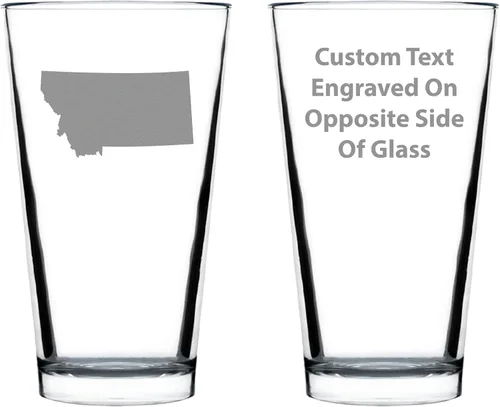 Custom Montana State Outline Pint Glass for Beer - State Themed Drinking Decor and Gifts for Montanan Women & Men - 16 Oz Glasses