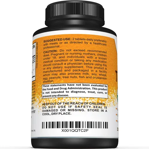 Miniatura 3 de Suplemento de cúrcuma orgánico certificado por USDA, incluye cúrcuma orgánica y pimienta negra orgánica, 1,400 mg de cúrcuma por porción, 60