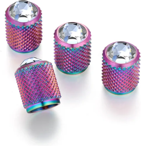 Miniatura 6 de STEEL HAWK - Tapones de vástago de válvula de aire de acero inoxidable con cristales de strass brillantes - Sello hermético, aleación mecanizada CNC