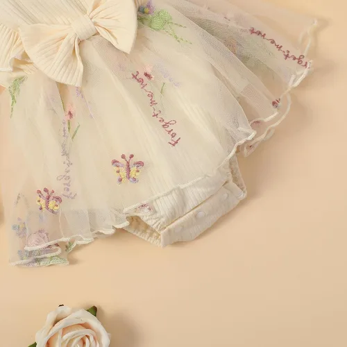 Miniatura 6 de Sasaerucure Traje de manga larga para bebé niña de otoño e invierno, mameluco de encaje con tutú de una pieza, mameluco de punto