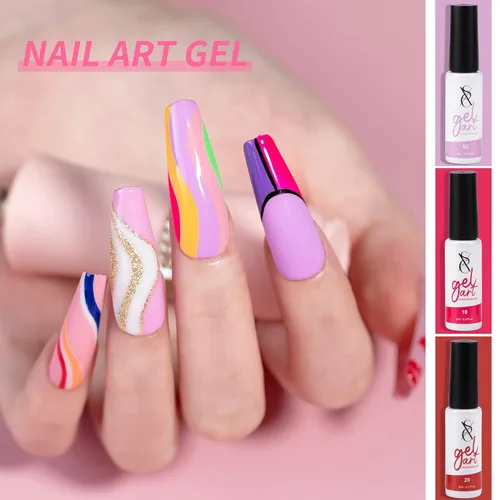 Miniatura 6 de SXC Cosmetics - Juego de delineador de gel de 24 colores para arte de uñas, con cepillo fino integrado para diseños de uñas en espiral y esmalte