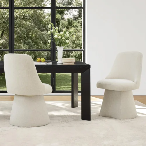 Miniatura 3 de KISLOT Juego de 2 sillas giratorias de comedor, silla de escritorio acolchada de mediados de siglo con respaldo alto, sillas de cocina de tela
