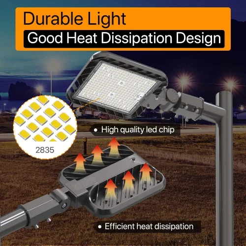 Miniatura 4 de 150W Luces de estacionamiento 3 paquetes 22500lm 5000K Luz LED caja de zapatos Ajuste deslizante Luz de poste del atardecer al amanecer al aire