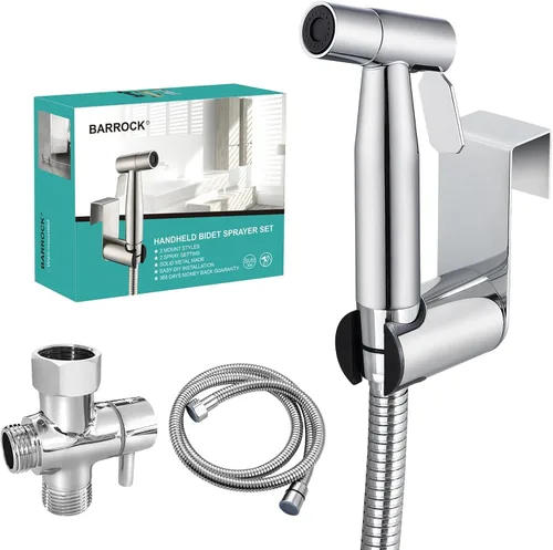 BARROCK Pulverizador de bidé para inodoro, rociador de mano con chorro para inodoros existentes con manguera de bidé, presión de agua ajustable para