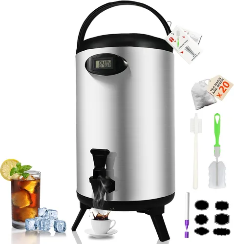 Dispensador de bebidas aislado de 3.2 galones, dispensador térmico de bebidas calientes, dispensador de bebidas frías y calientes con grifo para