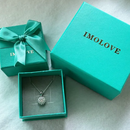 Miniatura 6 de IMOLOVE Collares con colgante de solitario de moissanita para mujer, plata de ley con chapado en oro blanco de 18 quilates, 1 quilates de color D