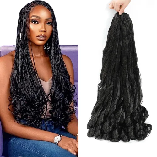 Miniatura 15 de Cabello rizado francés para trenzar, 8 paquetes, 16 pulgadas degradado, preestirado, previamente enrollado con extremos rizados, rizo de rebote