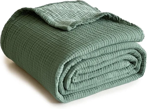 Miniatura 12 de Simple&Opulence - Manta de muselina 100% algodón, tamaño king, transpirable y ligera, de 4 capas de gasa, para cama, sofá, camping, colcha suave Café