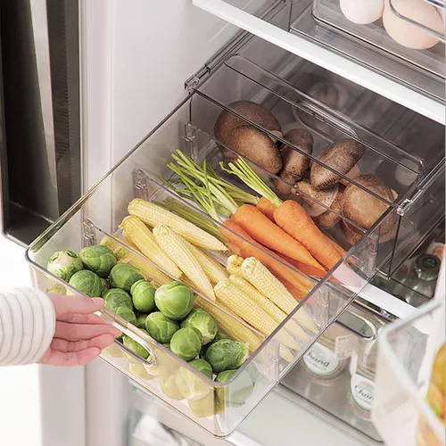 Miniatura 10 de LALASTAR Paquete de 2 organizadores de refrigerador con cajón extraíble, organizador apilable para congelador, organización y almacenamiento