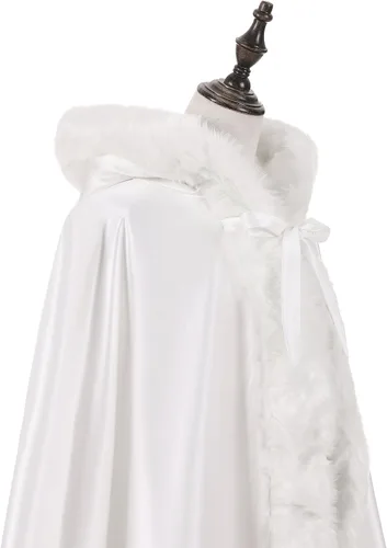 Miniatura 5 de WOWBRIDAL Capa nupcial de 57 pulgadas para mujer, capa de boda con manopla, longitud hasta el suelo