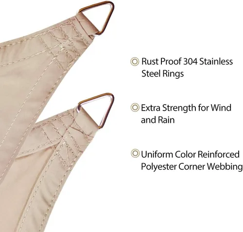 Miniatura 5 de Alion Home Toldo parasol tejido triangular impermeable de 10 x 10 x 10 pies en colores vibrantes (beige)