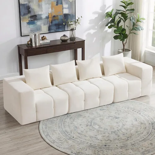Miniatura 26 de Sofá biplaza modular sin huesos de 78.7 pulgadas, sofá de nube copetudo con asiento profundo, sofá de felpilla para sala de estar, sofá comprimido