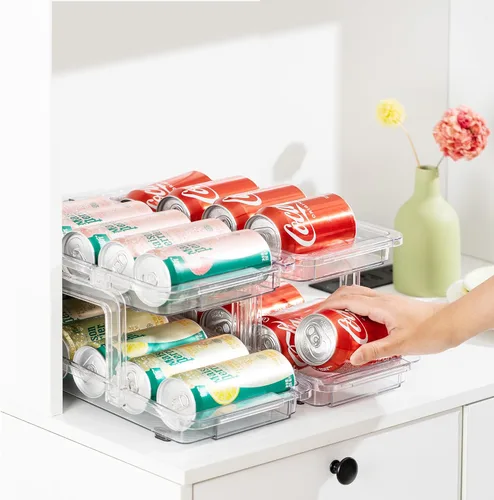 Miniatura 8 de VUSIGN Organizador de latas de soda expandible, paquete de 2, dispensador de latas de ancho ajustable para refrigerador de 6.1 a 9.38 pulgadas