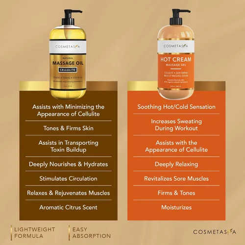Miniatura 5 de Aceite de masaje para celulitis y crema caliente, aceite y gel para celulitis 100% natural, altamente absorbente, reafirma, tonifica, tensa e