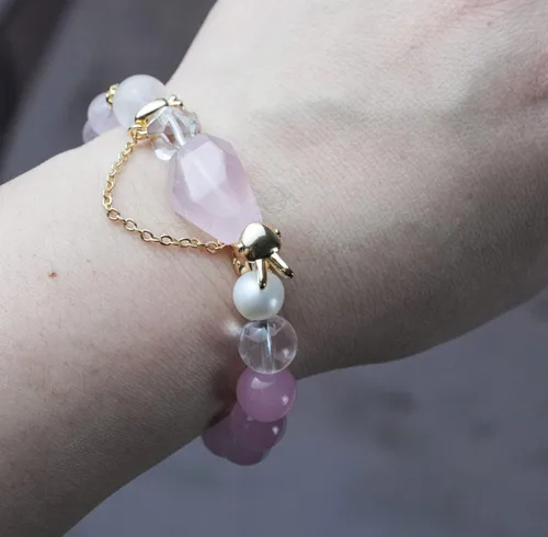 Miniatura 228 de Precious Gemstone Natural Crystal Healing Bracelet, Rutilated Quartz, Moonstone, Quartz Handmade Original Design Bracelet