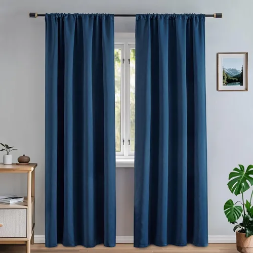 Miniatura 12 de Cortinas opacas para sala de estar, cortinas 100% opacas de 90 pulgadas de largo, juego de 2 paneles de 2 paneles, con aislamiento térmico, pestaña