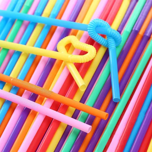 Miniatura 3 de 100 popotes de plástico flexibles coloridos, 10.26 pulgadas de largo desechables para jugo, café, leche, cóctel