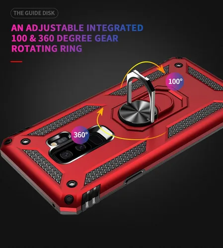 Miniatura 6 de Funda de grado militar para Samsung Galaxy S9 Plus 360 con anillo giratorio de metal con soporte magnético para montaje en automóvil, protección Azul