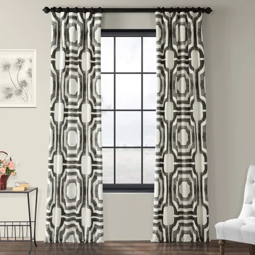 Miniatura 27 de HPD Half Price Drapes Cortinas florales de algodón de lujo con estampado de 84 pulgadas de largo (1 panel), modernas cortinas de oscurecimiento