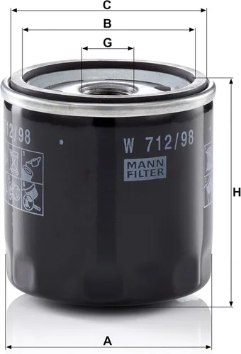Miniatura 2 de MANN-FILTER W 712/98 Filtro de aceite - Para turismos y vehículos utilitarios