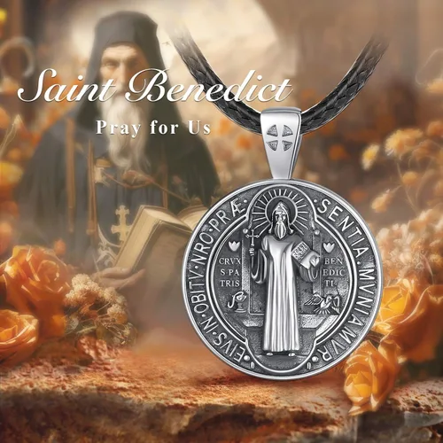 Miniatura 339 de EUDORA Collar de plata de ley 925, San Cristóbal y San Benito, San Miguel, Virgen María, San Judas Tadeo, Cruz de Buen Pastor y Arcángel, Medalla
