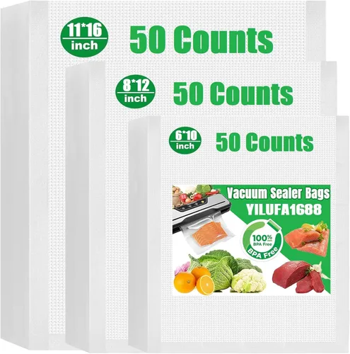 Miniatura 15 de Bolsas selladoras al vacío de un galón, paquete de 200 bolsas de sellado al vacío de 11 x 16 pulgadas, 0.295 in de grosor y sin BPA, resistentes a